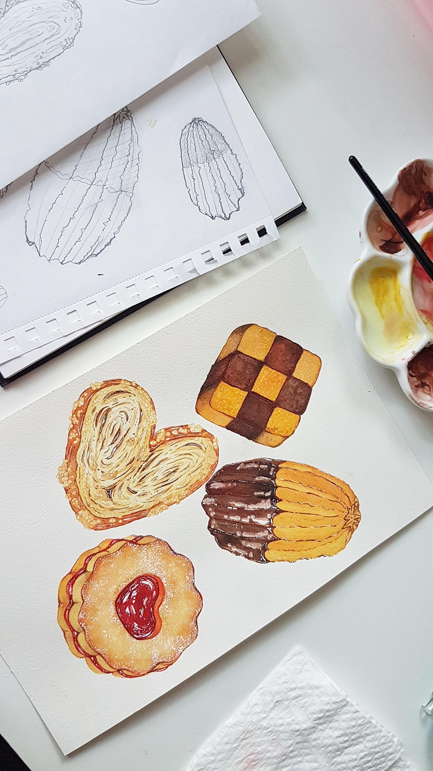 Assorted Cookies from Drawing to Painting with Watercolours - image 2 - student project