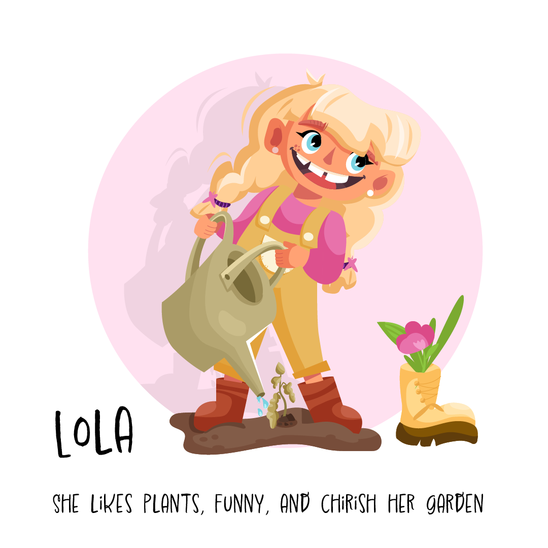Cartoon character. Cute girl names Lola. - image 1 - student project