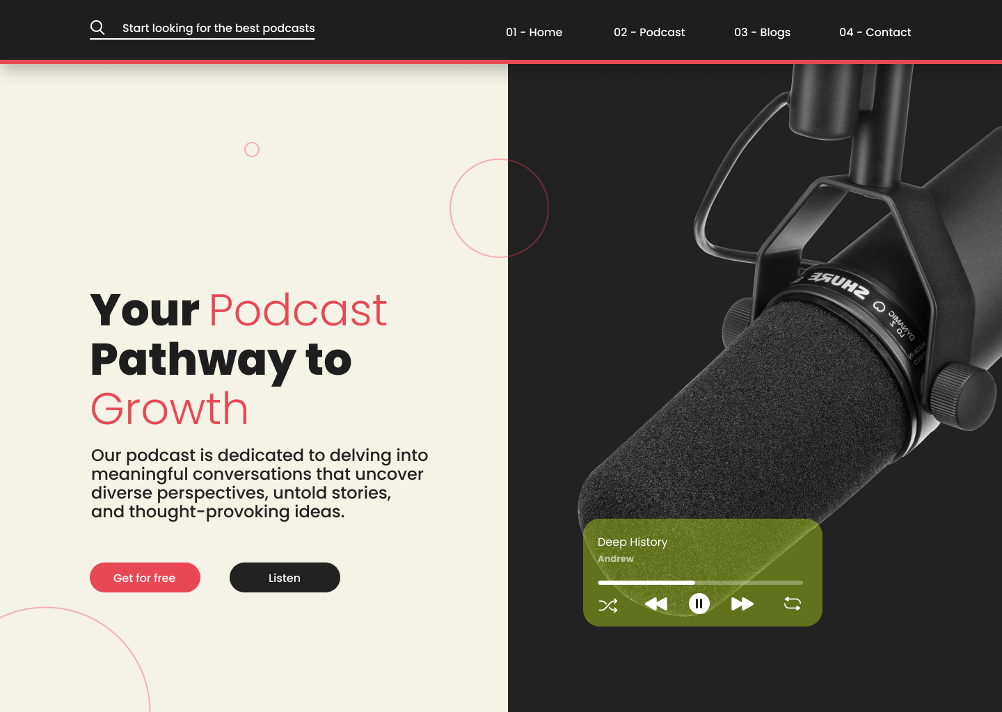 Podcast Landing Page - image 1 - student project