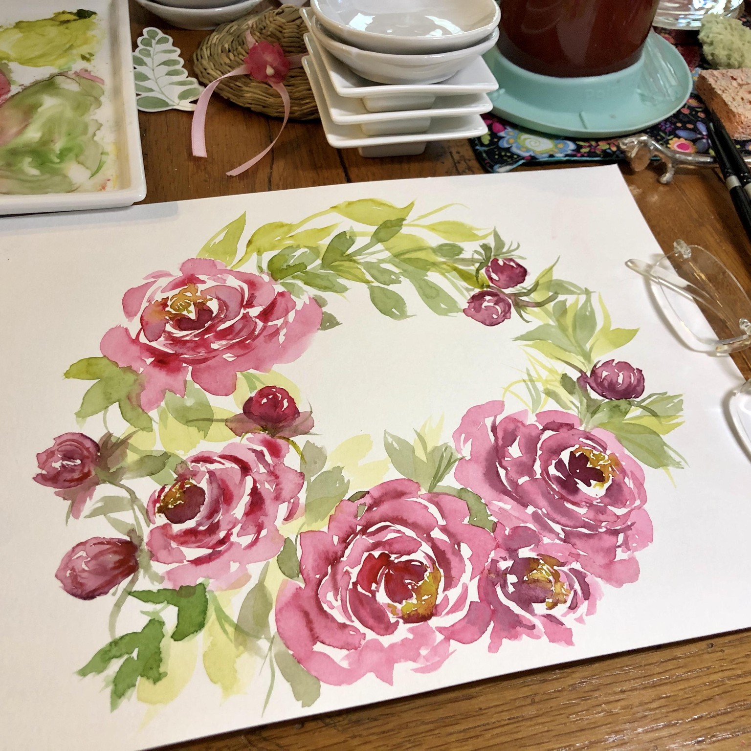 Loose Watercolor Peonies - image 1 - student project