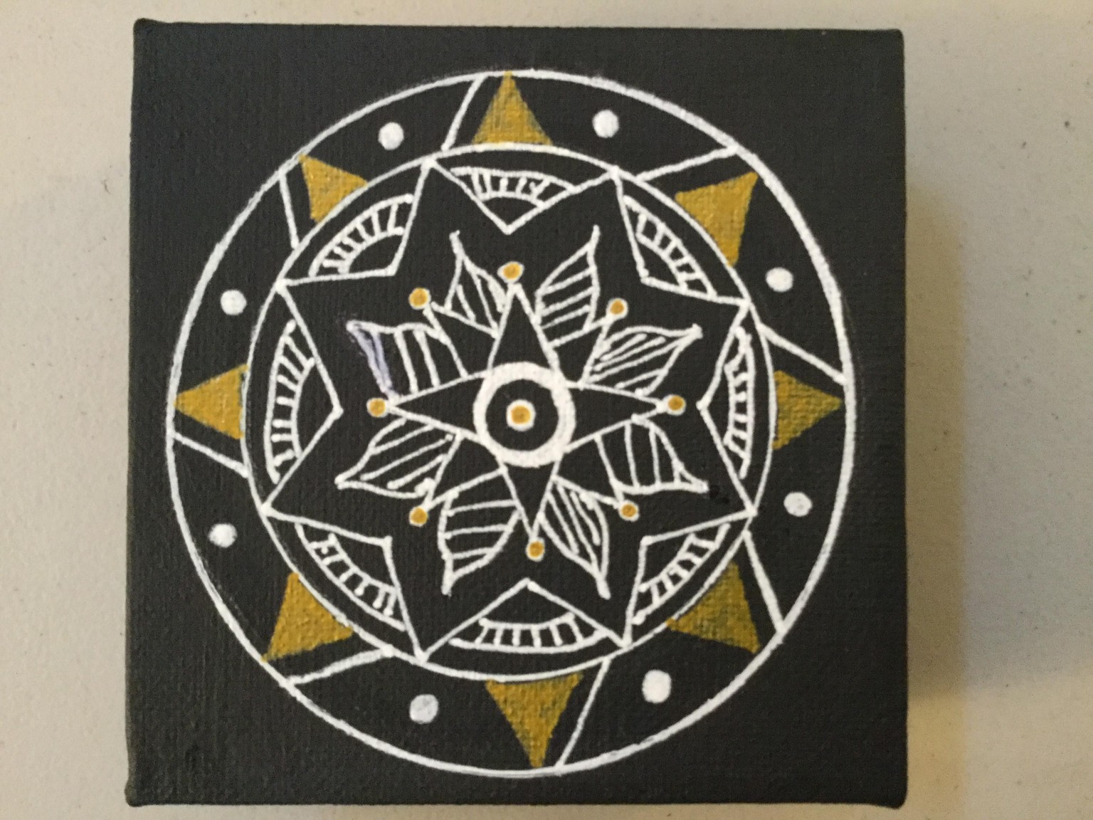 Gold and White Mandala on Canvas - image 1 - student project