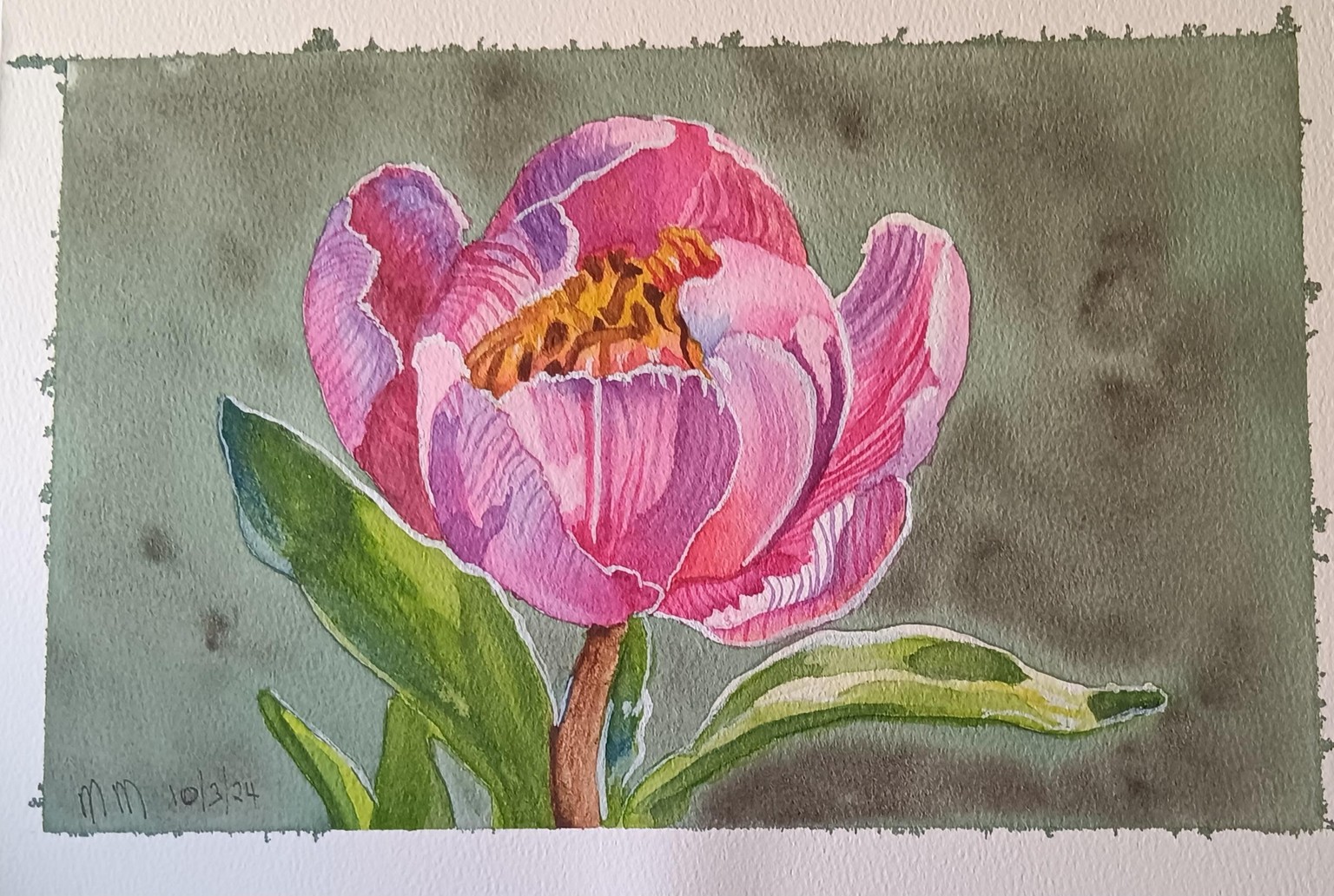 Peony  in Water Colour - image 6 - student project