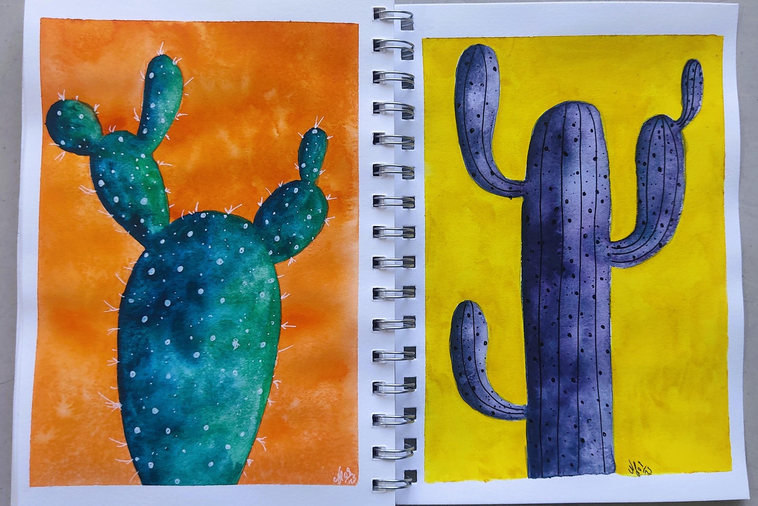 Fun & Easy Watercolor Cacti - image 3 - student project