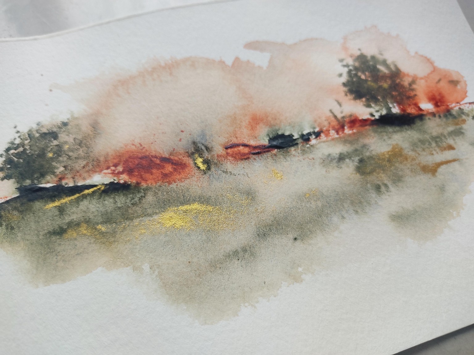 Palette knife watercolor landscapes - image 2 - student project