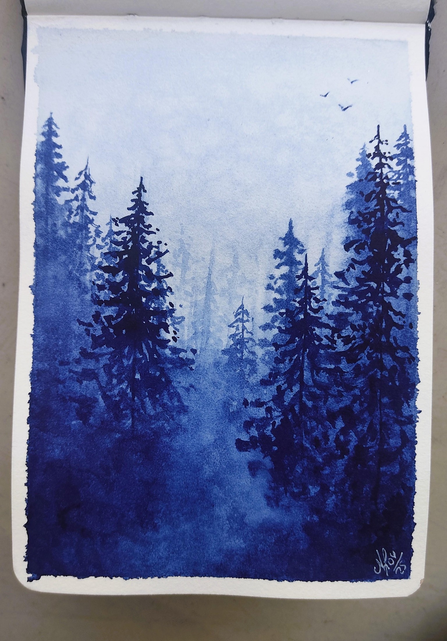 5 Days of Misty Pines – A Monochrome Watercolor Challenge - image 5 - student project