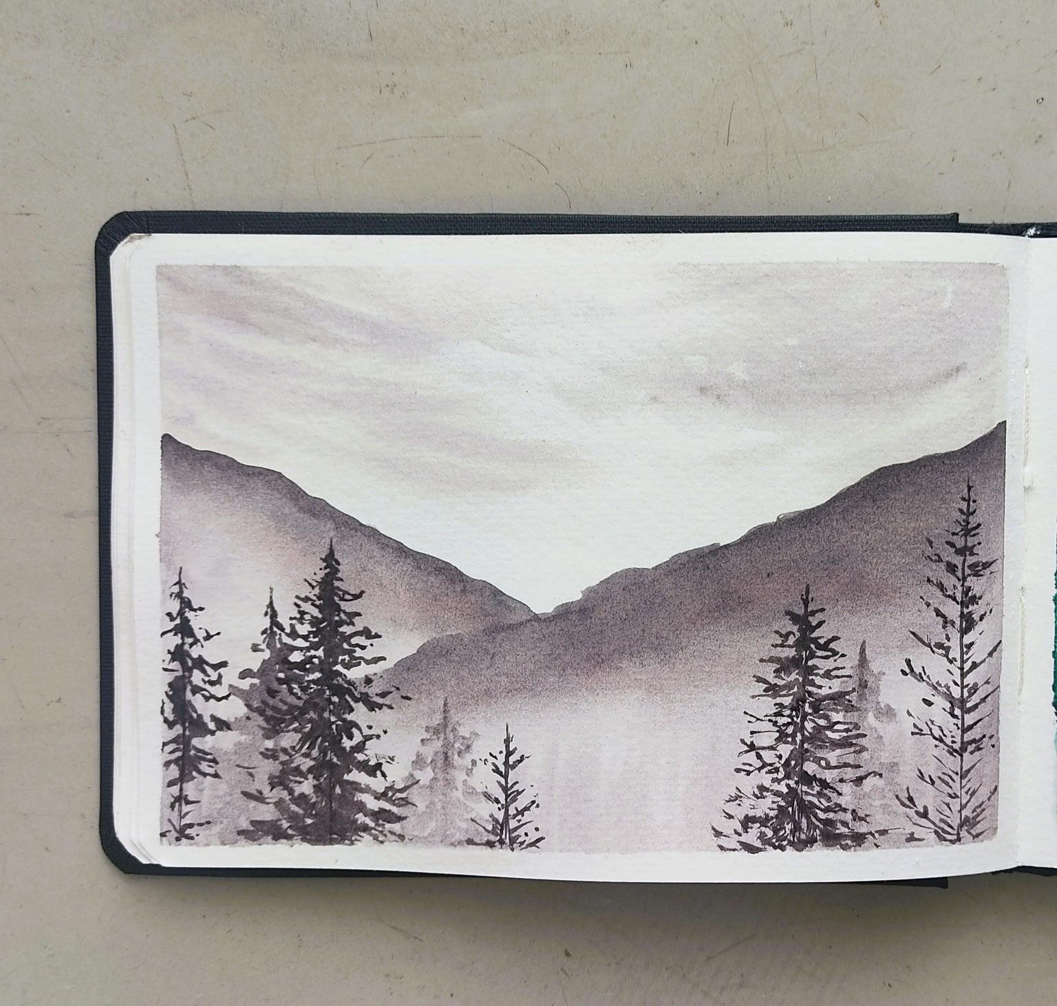 5 Days of Misty Pines – A Monochrome Watercolor Challenge - image 3 - student project
