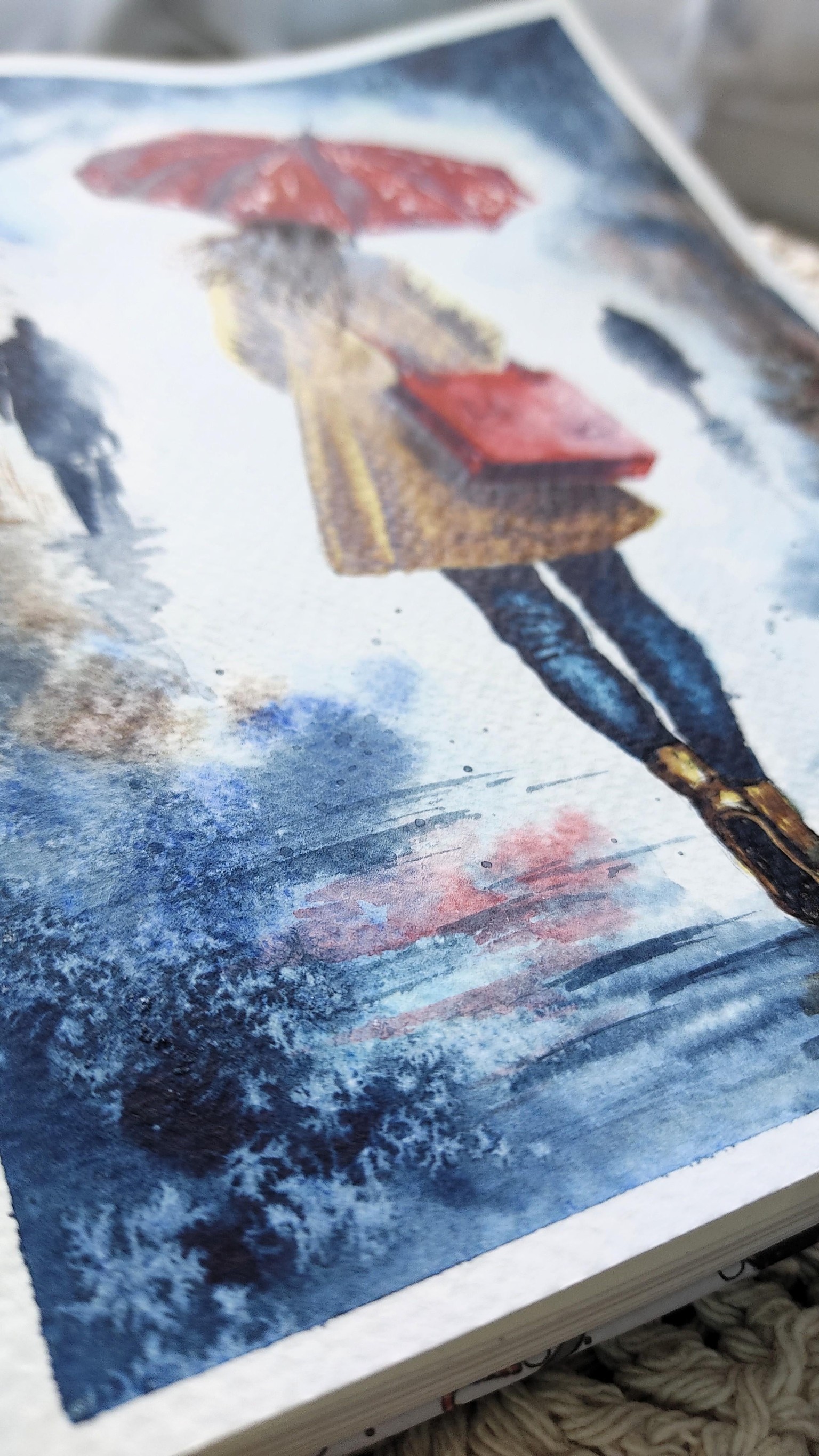 Watercolor Red Umbrella - image 2 - student project