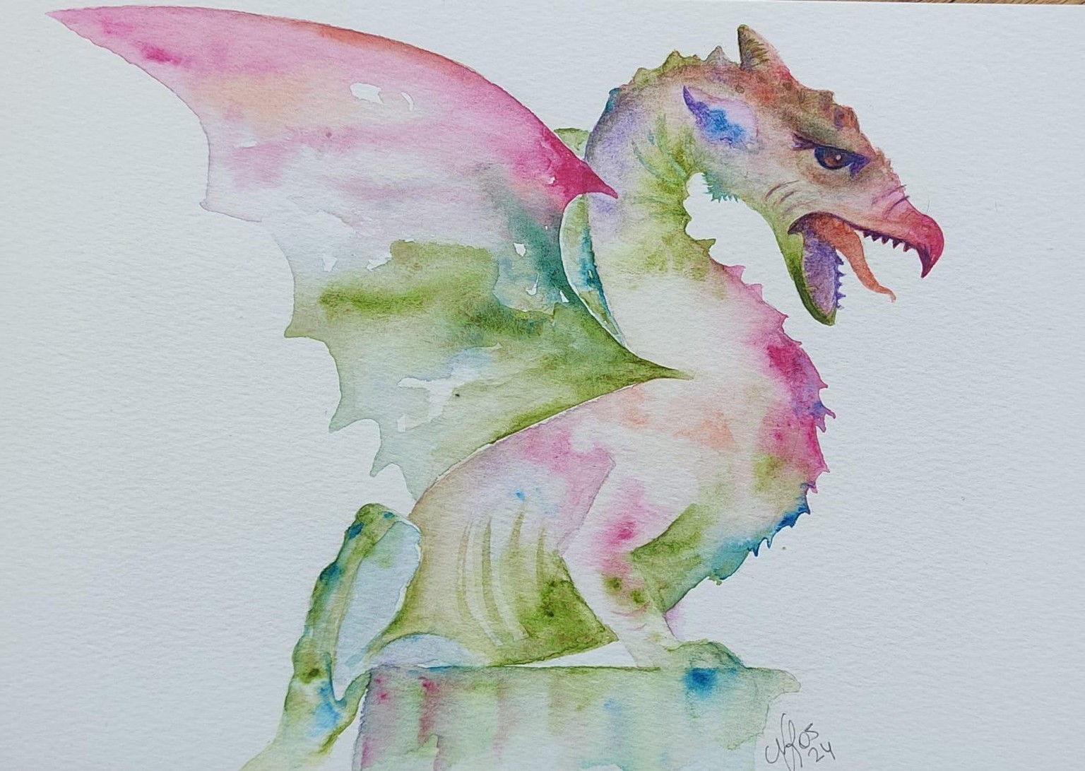 Watercolor Free Flow Dragon - image 1 - student project
