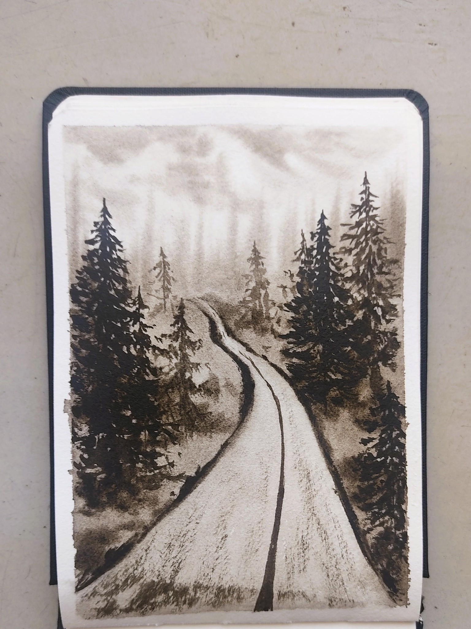 5 Days of Misty Pines – A Monochrome Watercolor Challenge - image 8 - student project