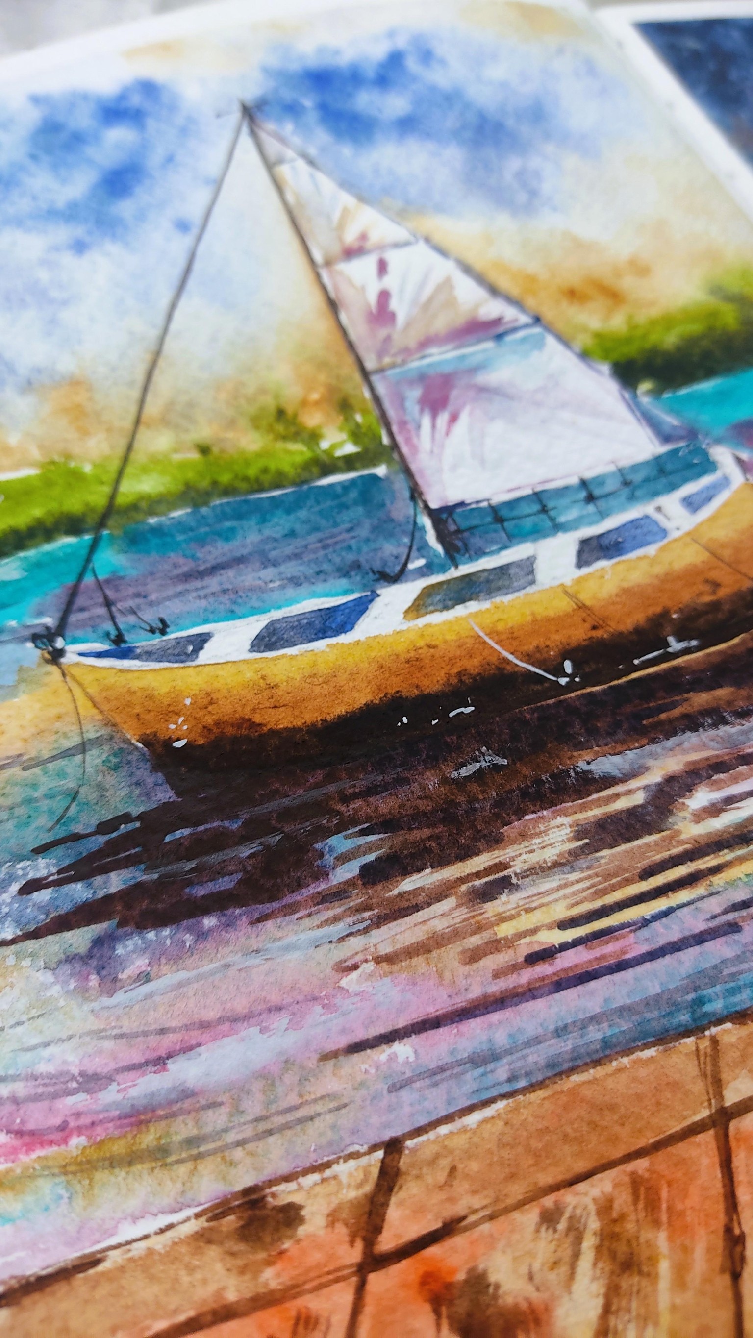 Introduction to Watercolor Seascapes : Learn Negative Painting & Perspective - image 3 - student project