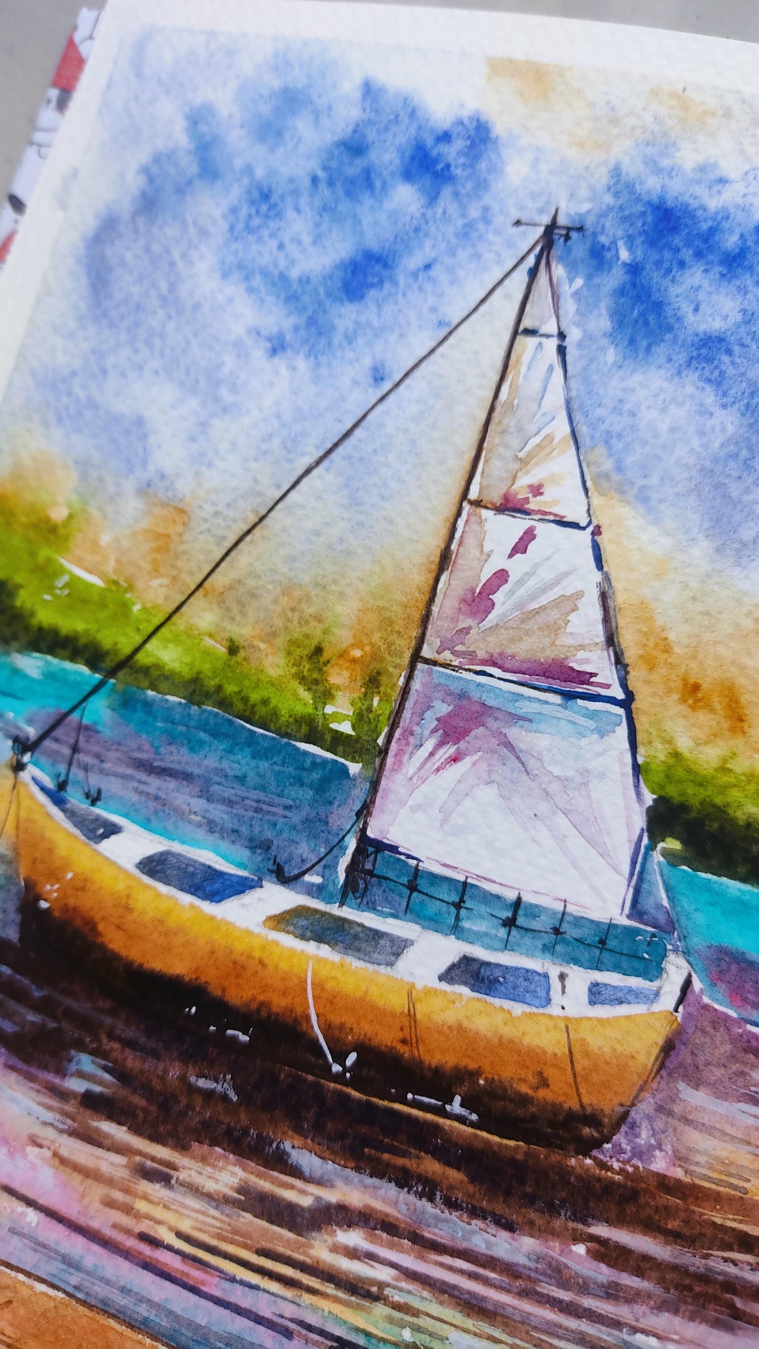 Introduction to Watercolor Seascapes : Learn Negative Painting & Perspective - image 2 - student project