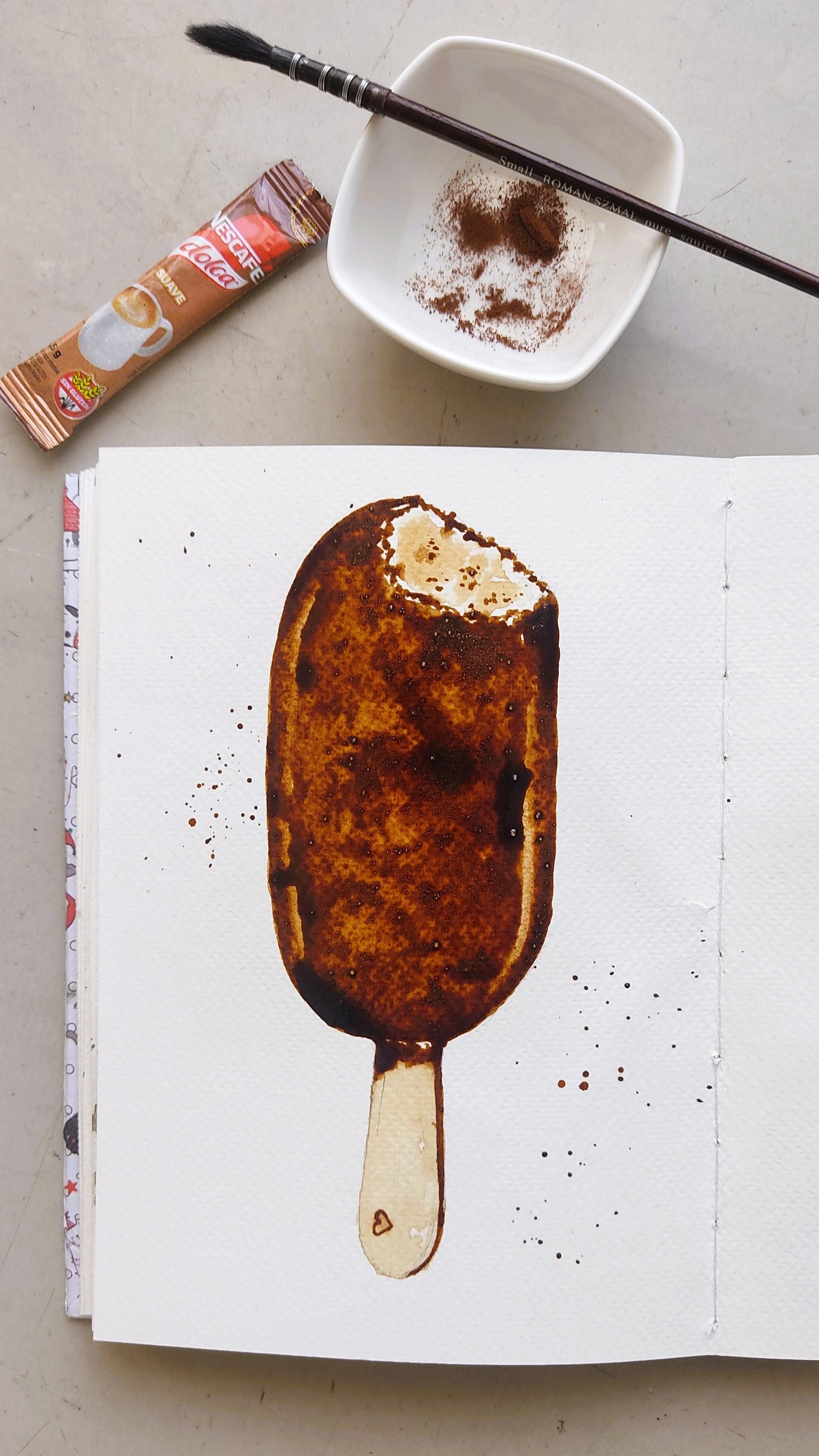 Chocolate Ice Lolly With Coffee, Coffee Art With Watercolor Techniques - image 1 - student project