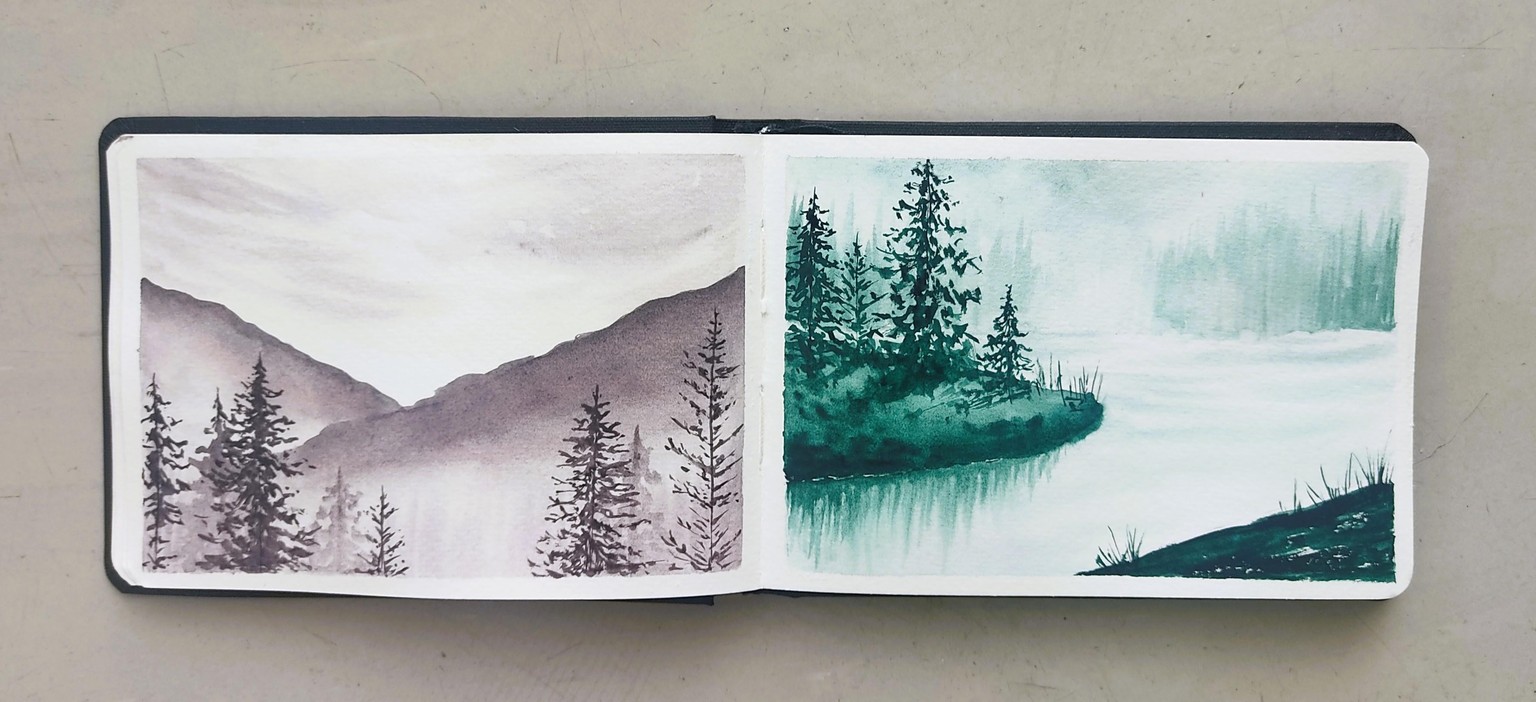 5 Days of Misty Pines – A Monochrome Watercolor Challenge - image 7 - student project