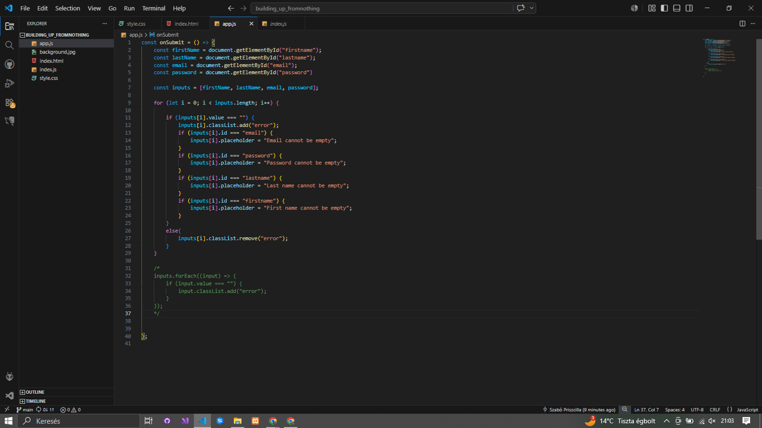 Sign up form - JavaScript - image 2 - student project