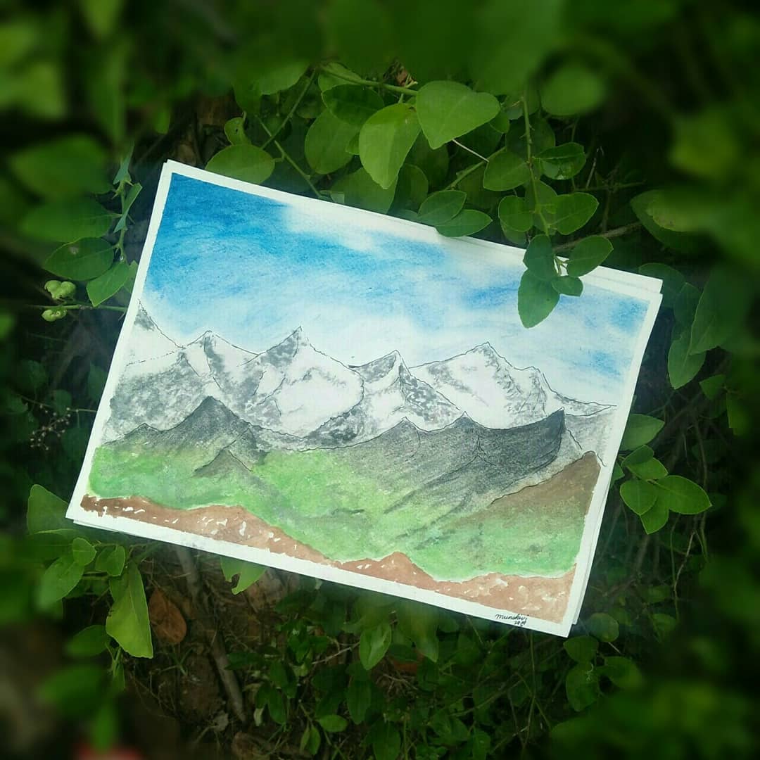 Watercolor mountain landscape - image 1 - student project