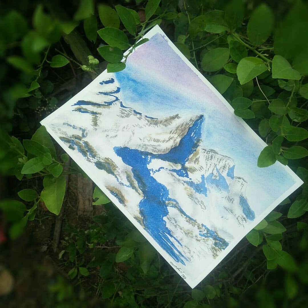 Watercolor mountain landscape - image 2 - student project