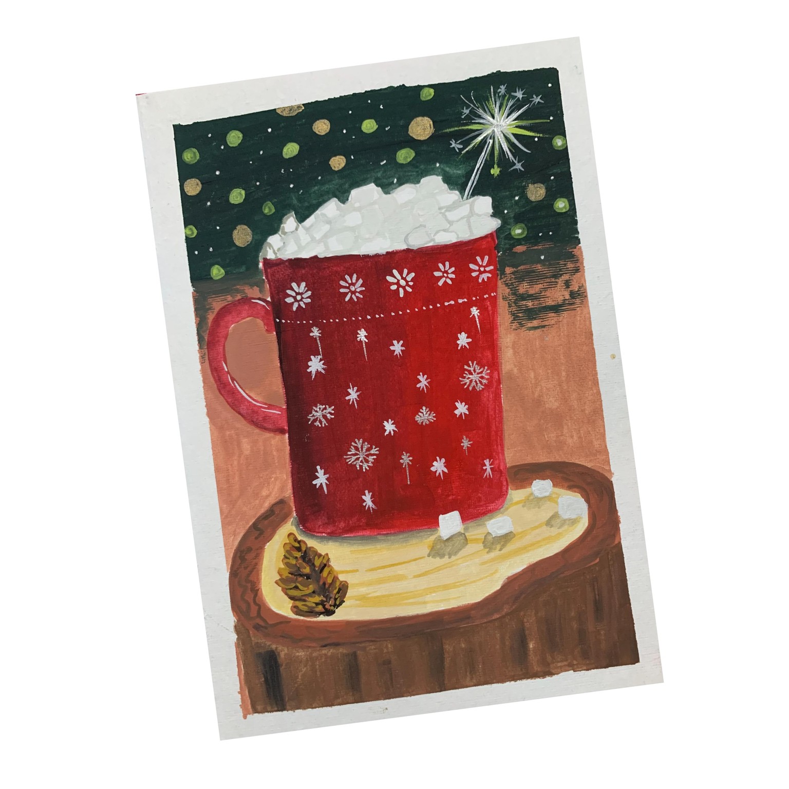 Gouache Christmas holiday postcards - image 2 - student project