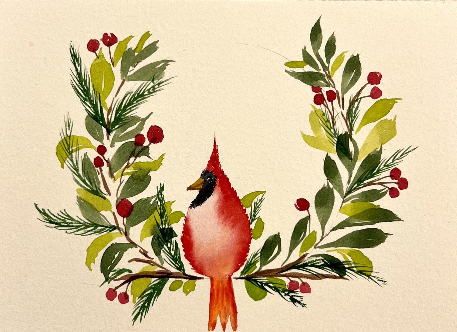 Winter wreath with cardinal - image 1 - student project