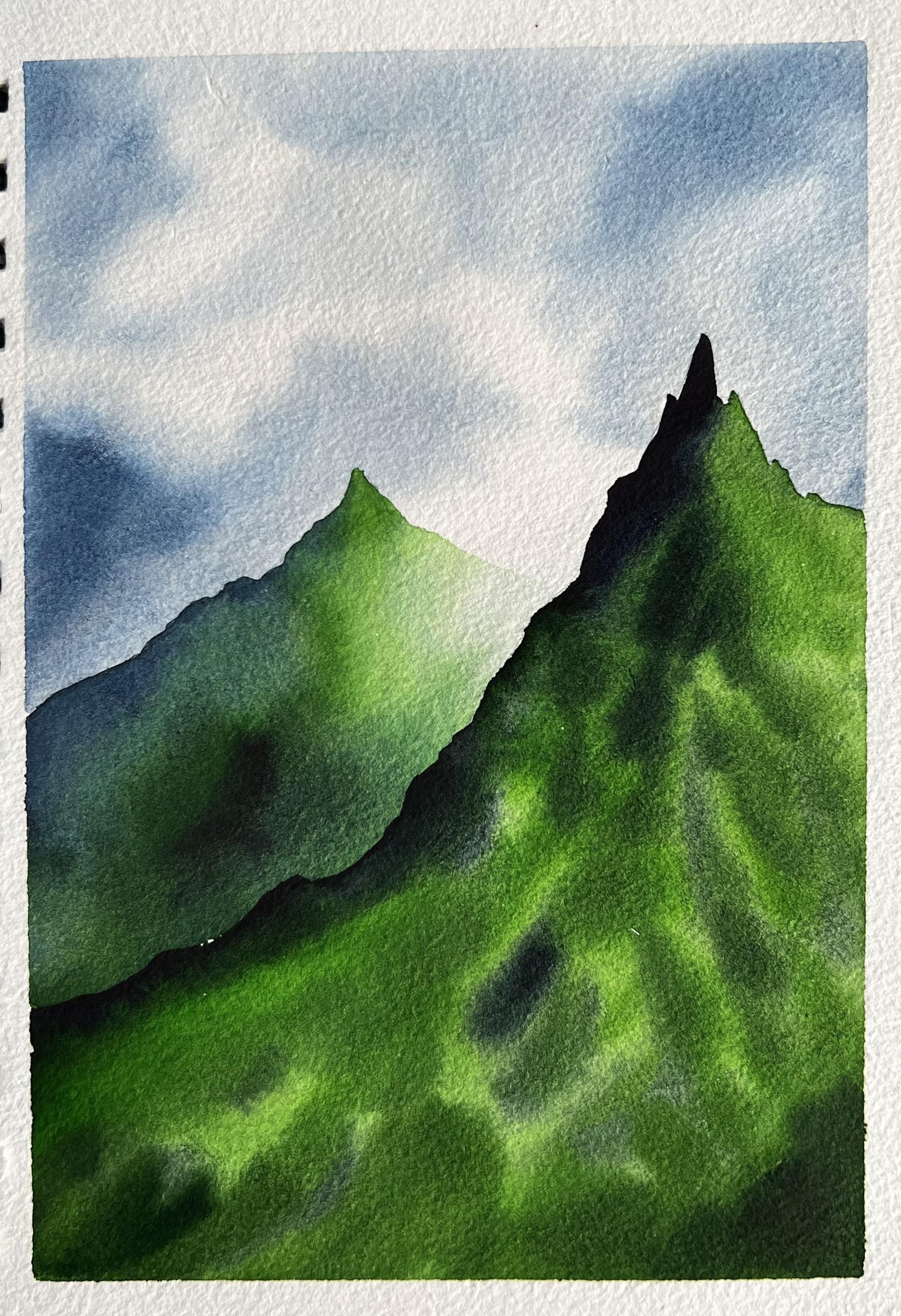 Moody watercolor landscape - image 1 - student project