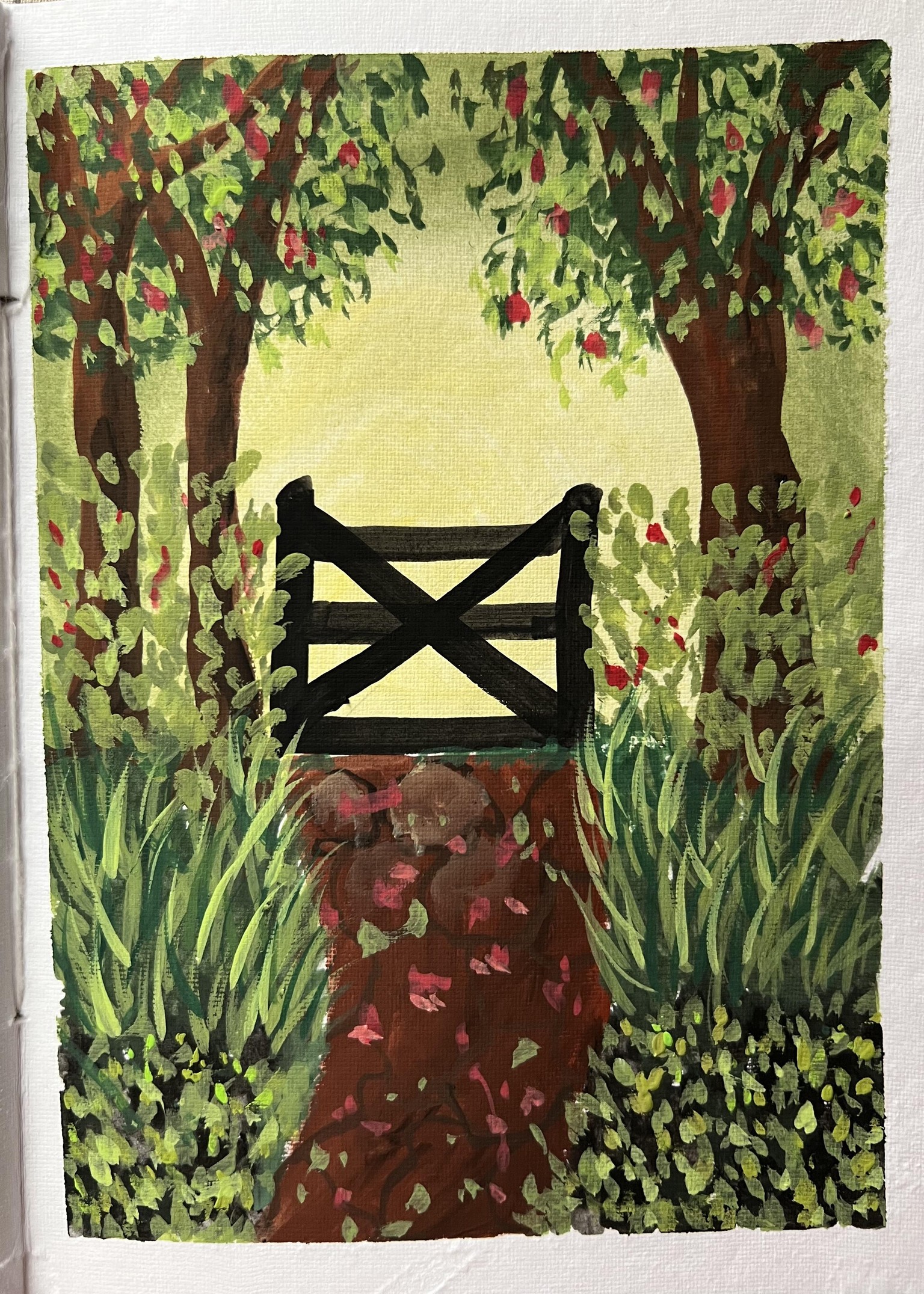 Green landscape in gouache - image 2 - student project