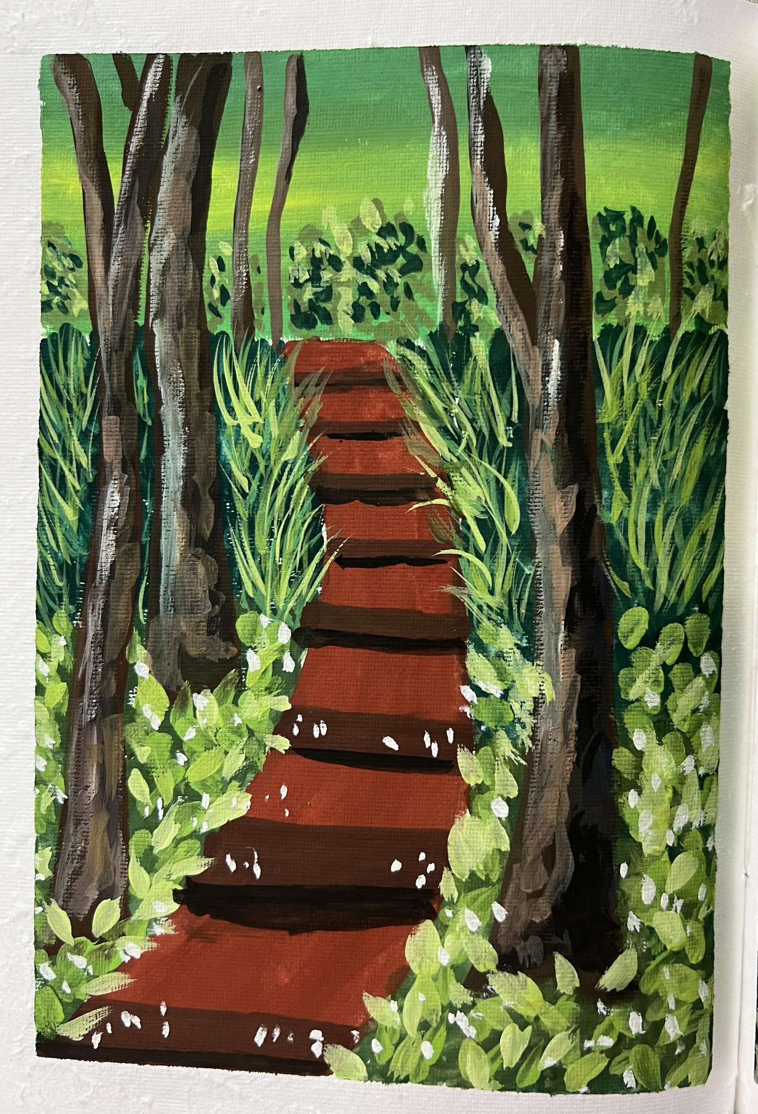 Green landscape in gouache - image 1 - student project