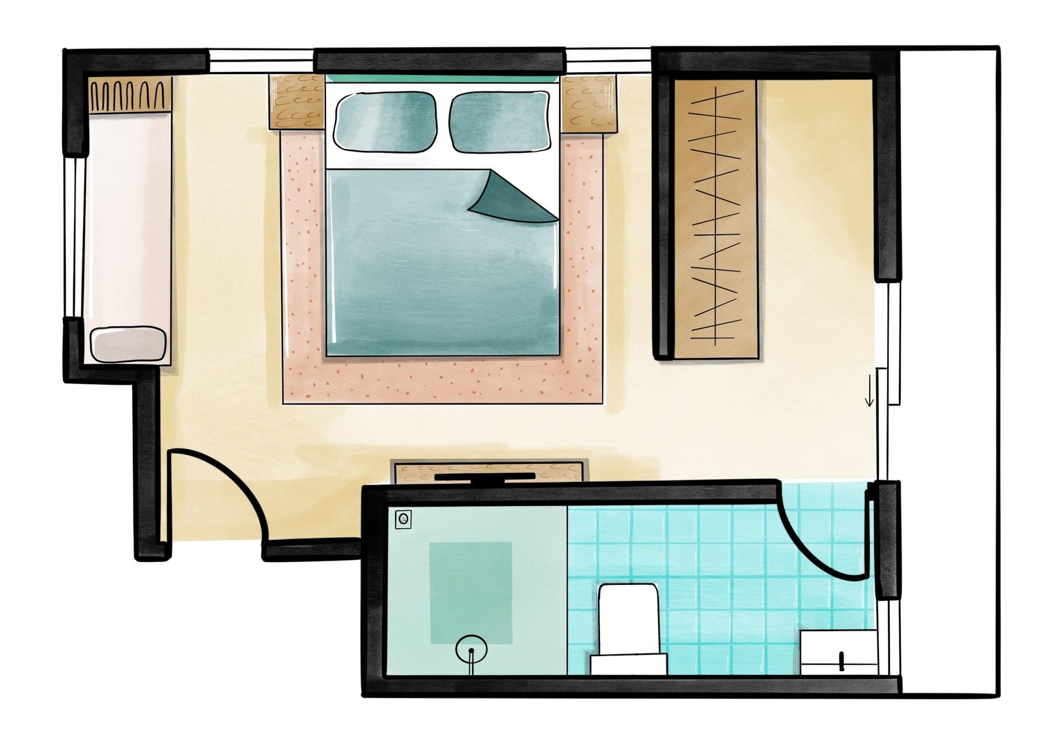 Interior sketch in procreate - image 1 - student project