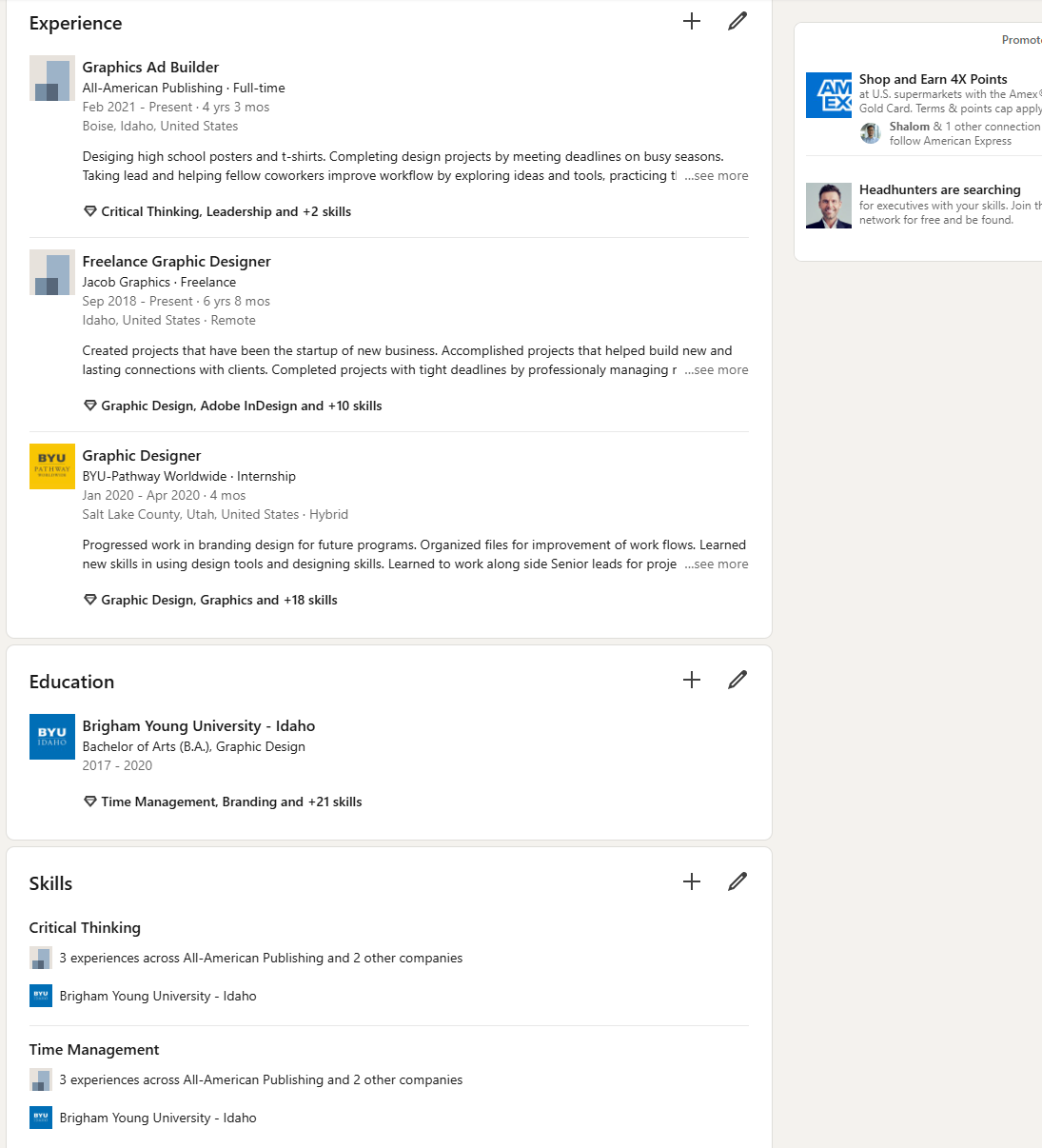 Jacob Halls LinkedIn Profile - image 3 - student project