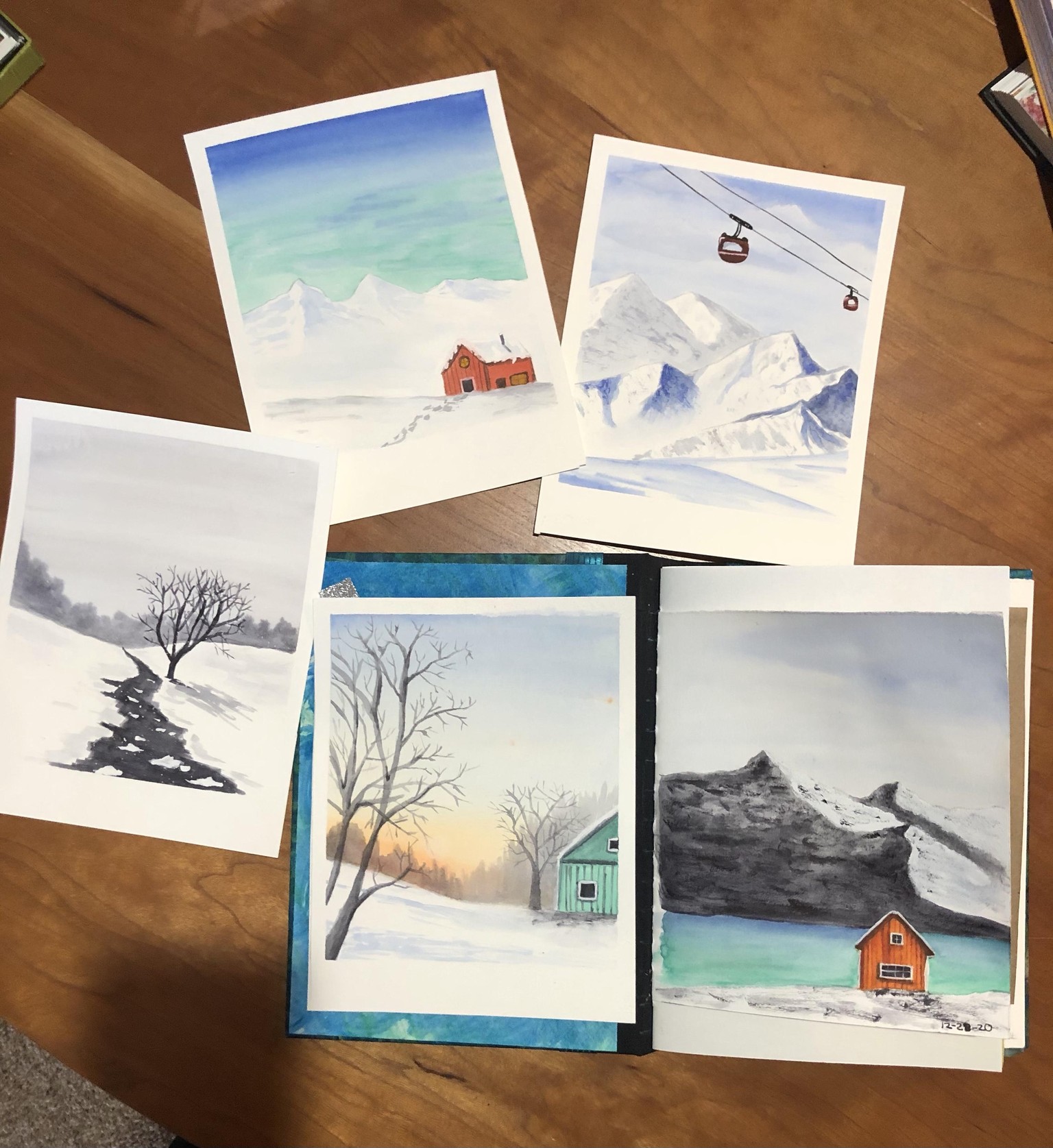 All 5 Let it Snow paintings - image 1 - student project