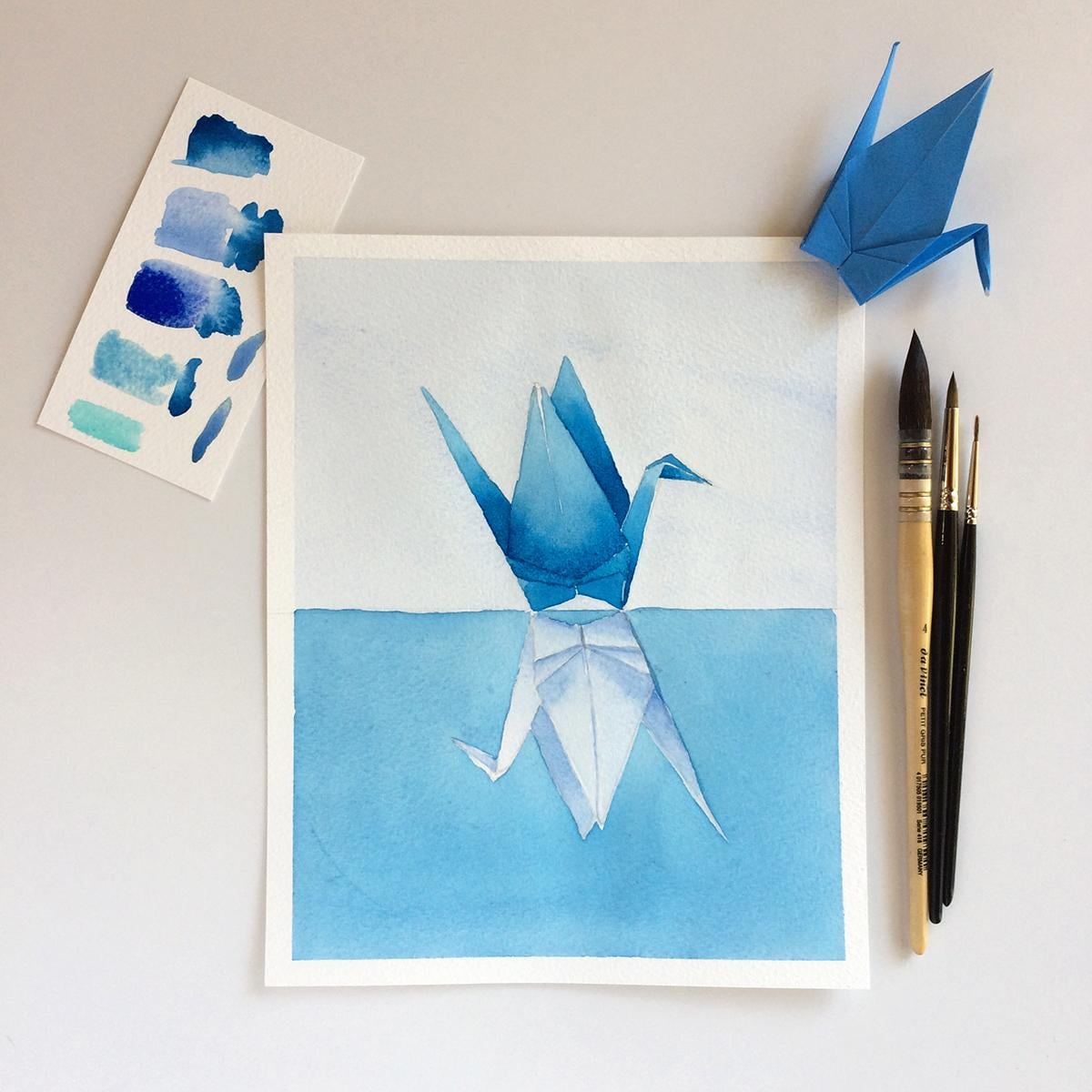 Blue origami cranes - image 1 - student project