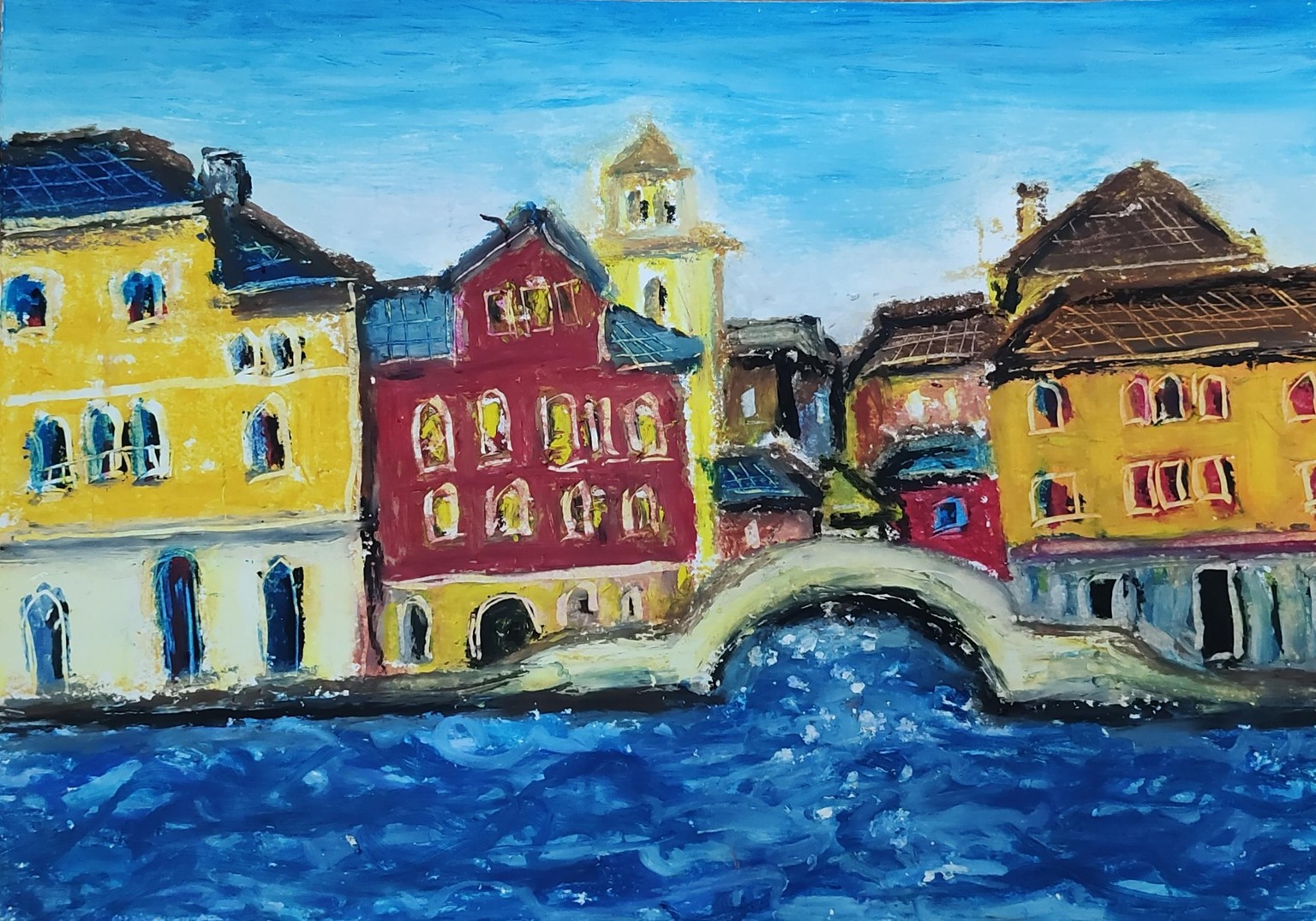 Travel postcards in oil pastel - image 4 - student project