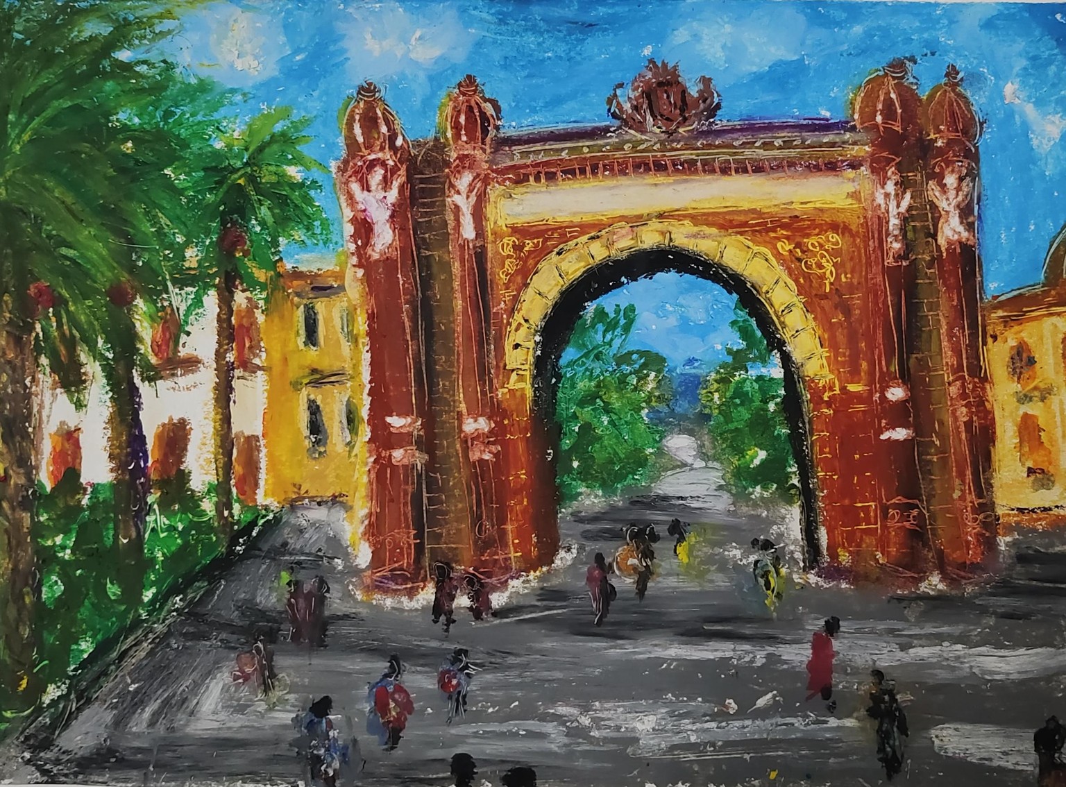Travel postcards in oil pastel - image 3 - student project