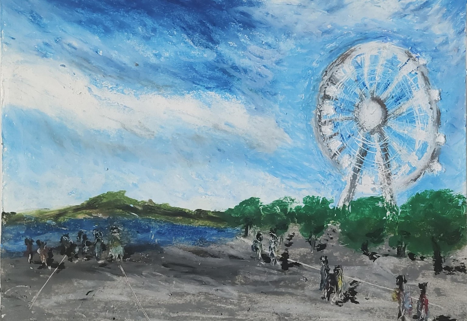Travel postcards in oil pastel - image 2 - student project