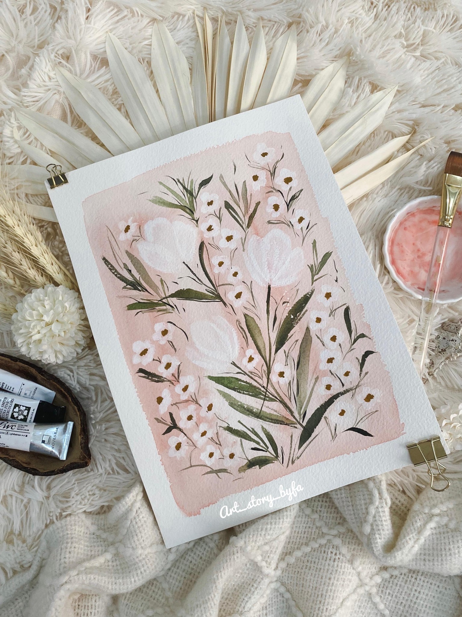 Painting watercolor florals in white - image 1 - student project
