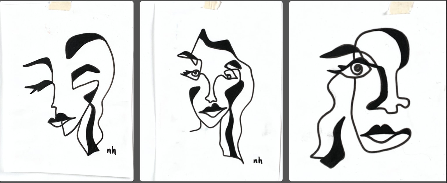 Graphic contour self portraits - image 1 - student project