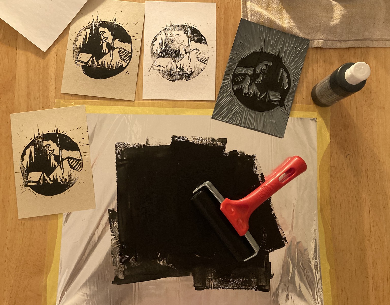 Camping Linocut Print - image 1 - student project