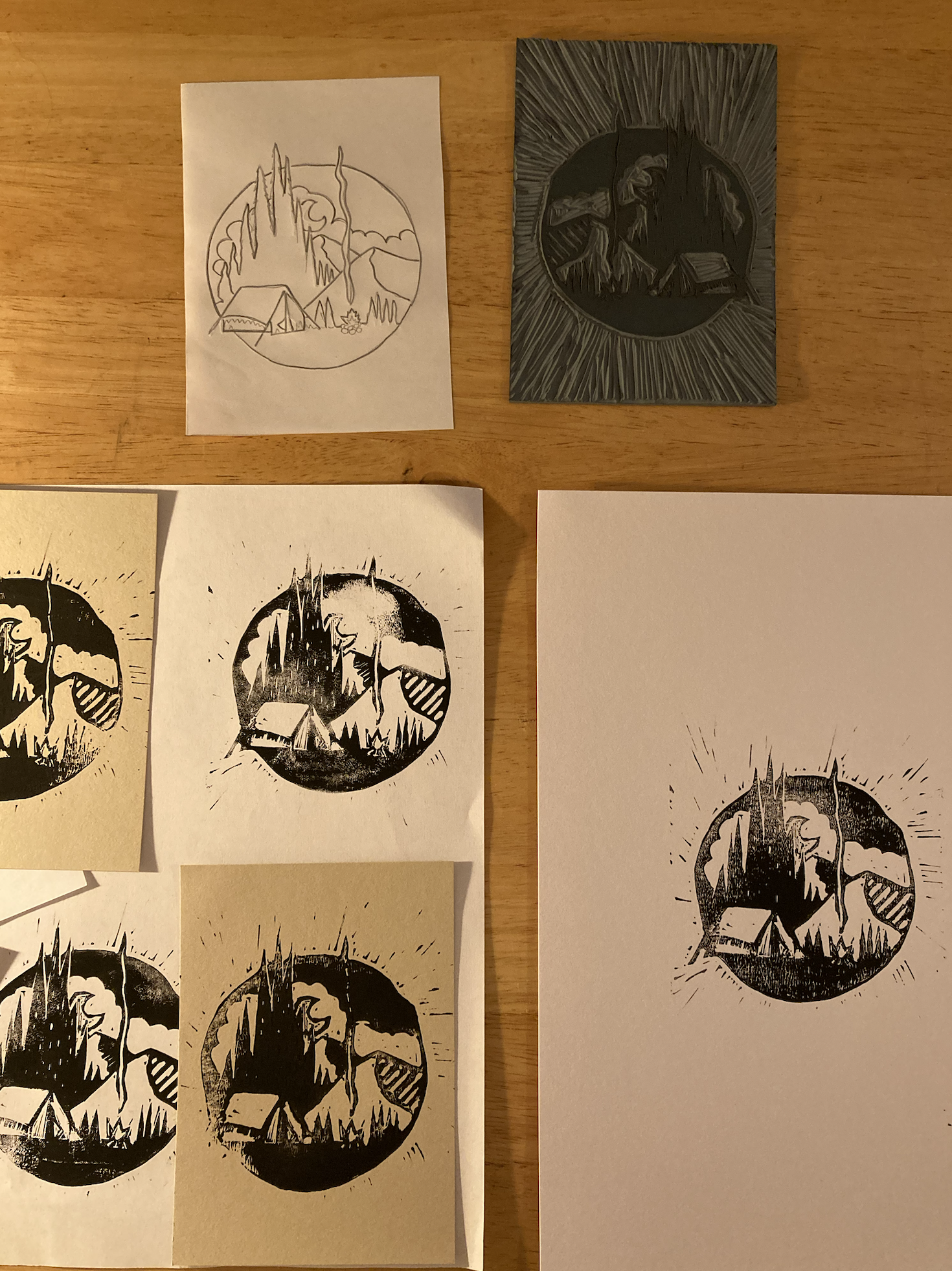 Camping Linocut Print - image 2 - student project