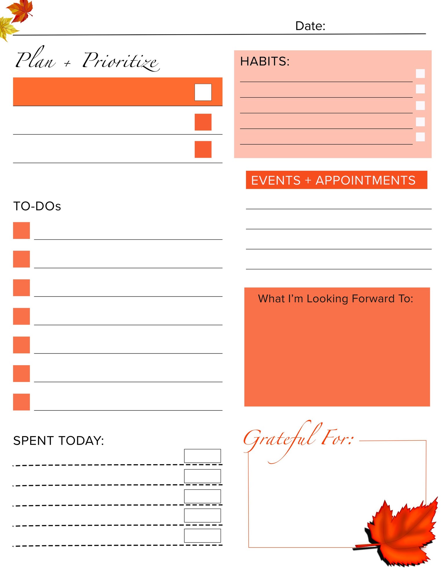 Autumn Themed Daily Planner - image 1 - student project