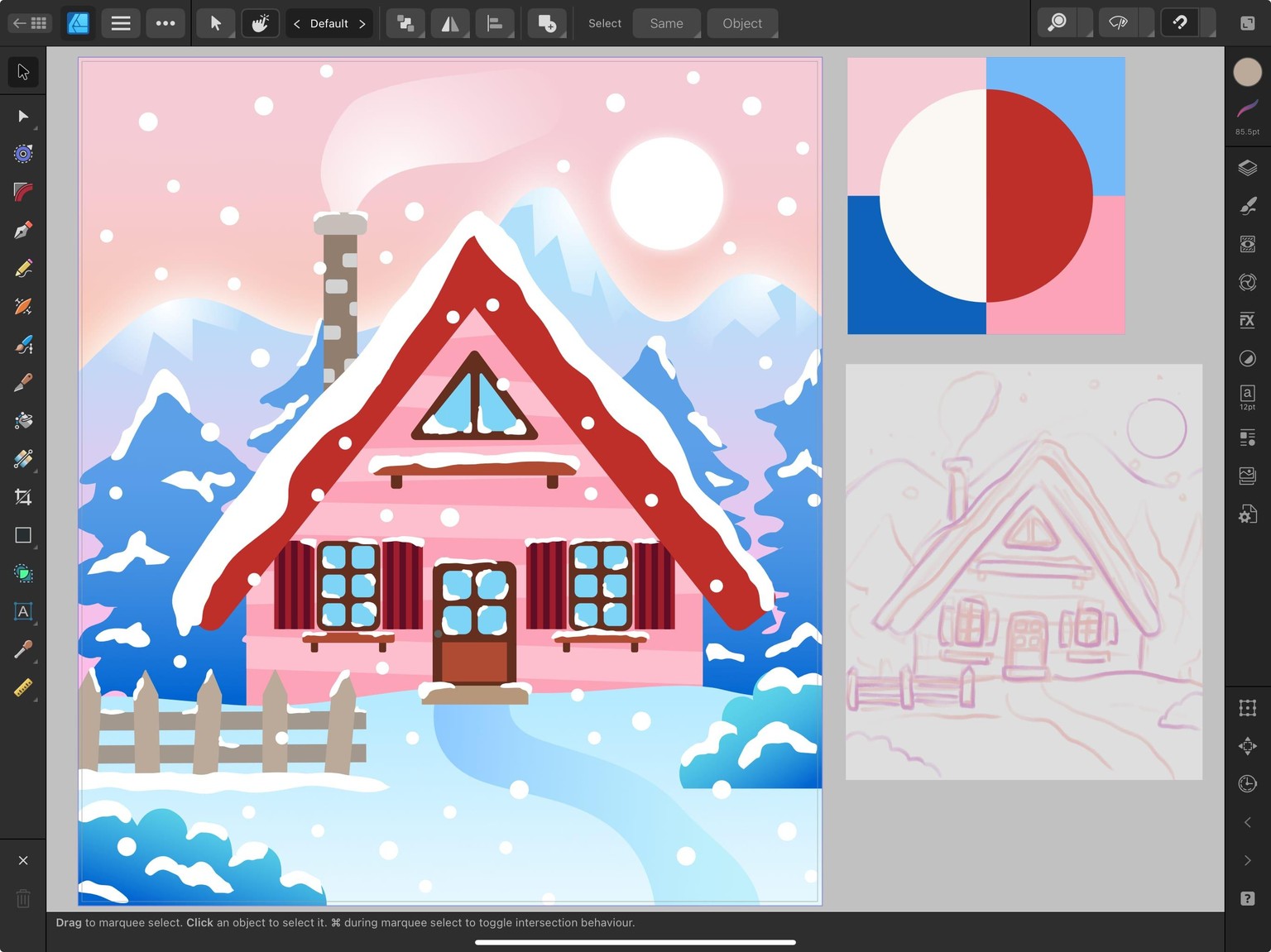 Winter cottage in Affinity Designer - 100% vector art - image 1 - student project