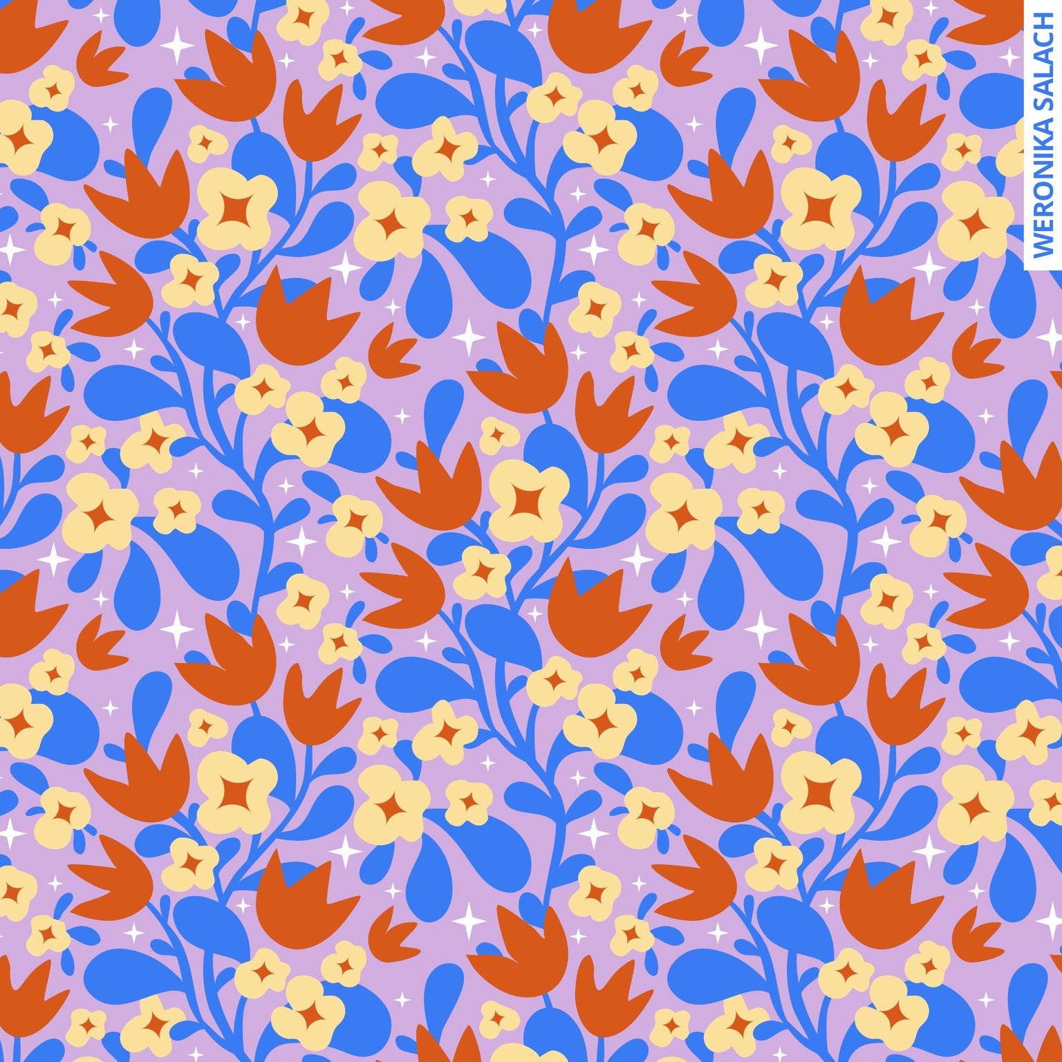 Diamond Repeat Floral Seamless Pattern - image 3 - student project