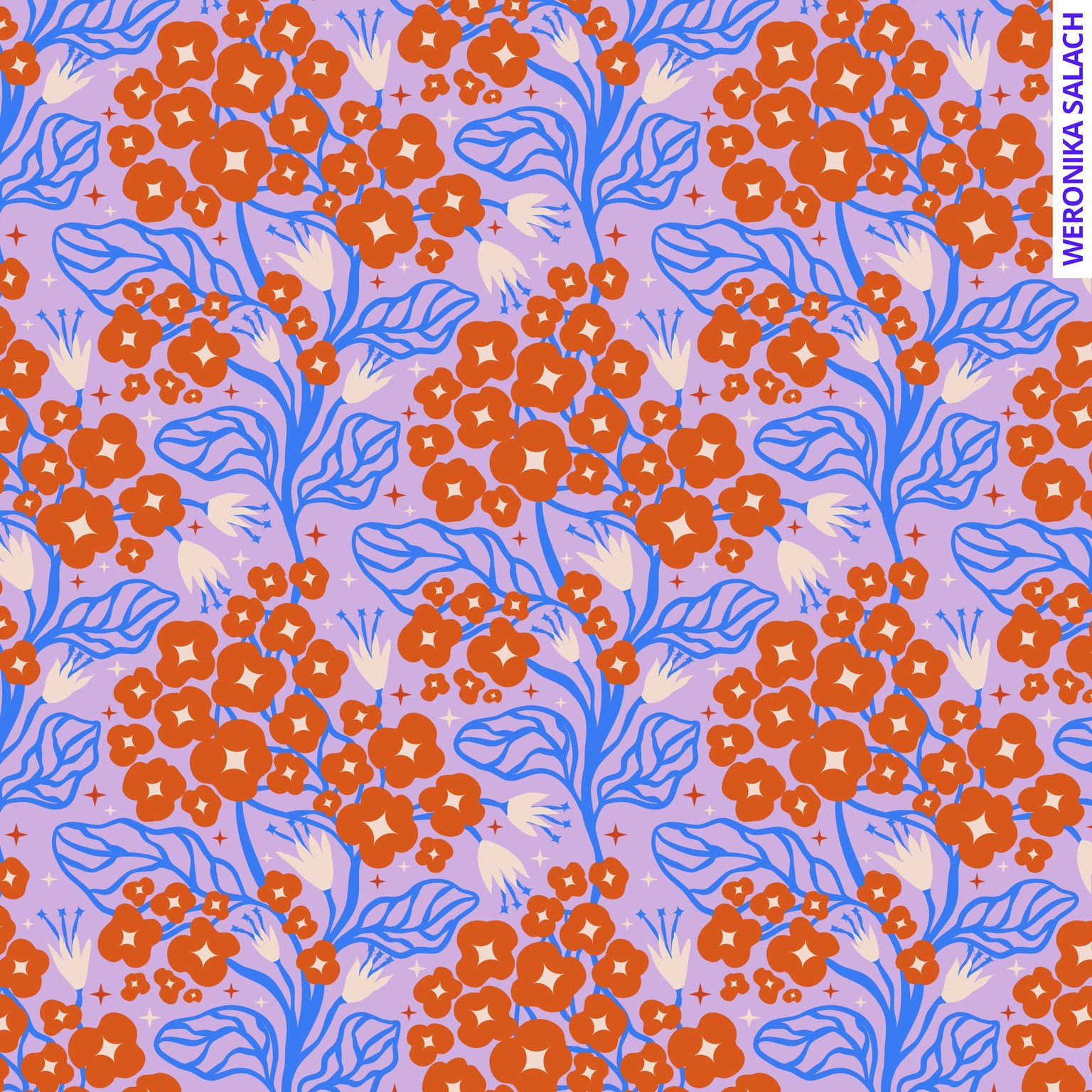 Diamond Repeat Floral Seamless Pattern - image 1 - student project