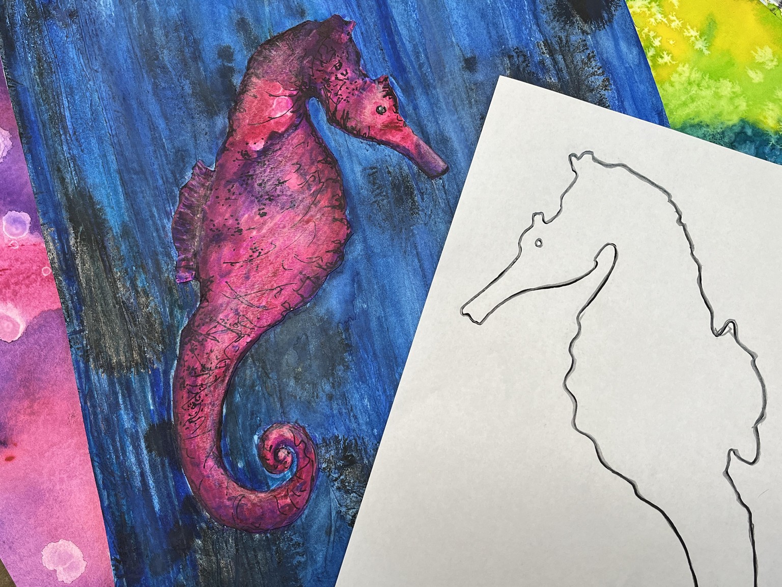 Sea Turtle, Octopus, Sea Horse, and Puffin - image 4 - student project