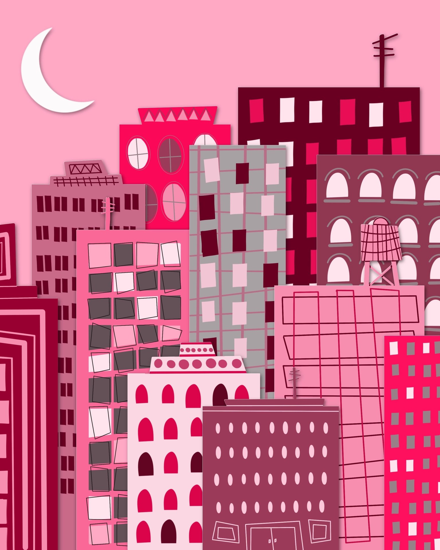 Pink Cityscape - Barbie Inspired Color Scheme - image 2 - student project