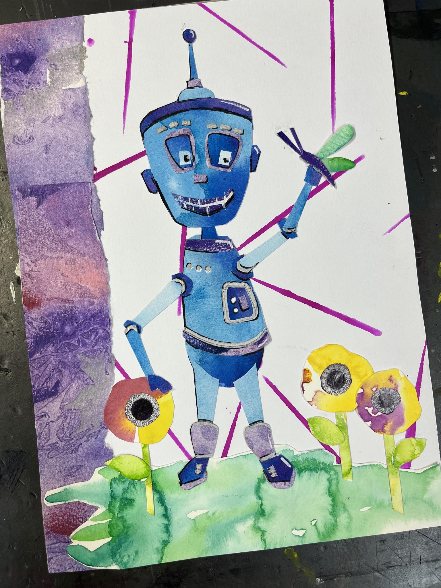 Variety of Collaged Characters: Robot, Cowboy, Butterfly - image 2 - student project