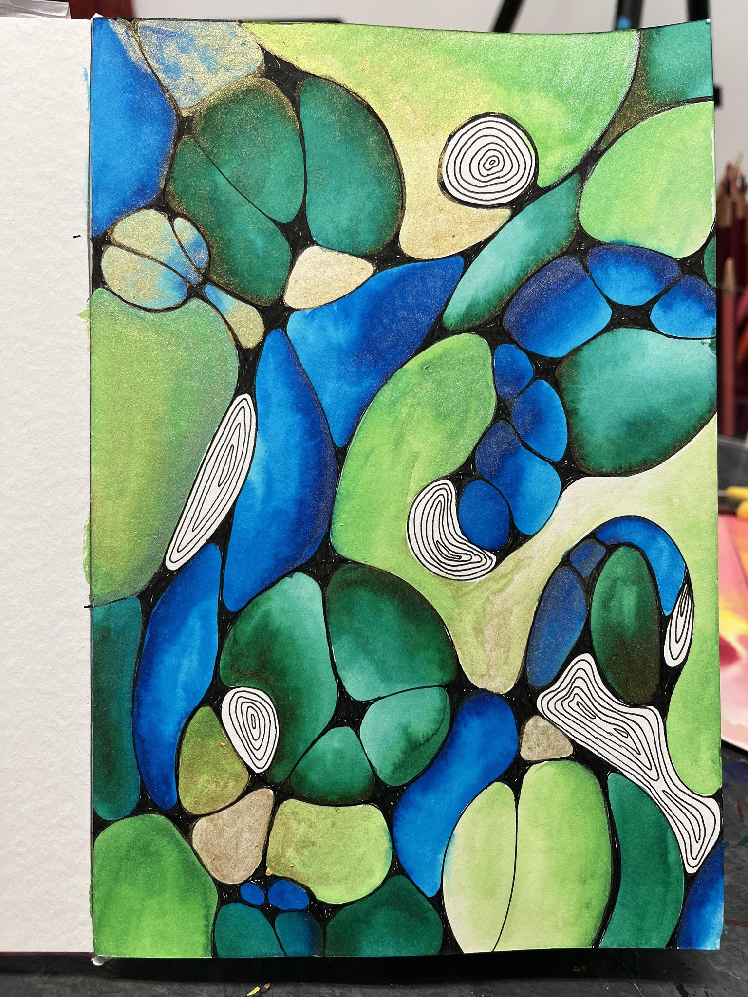 Neurographic ink and watercolor - image 1 - student project
