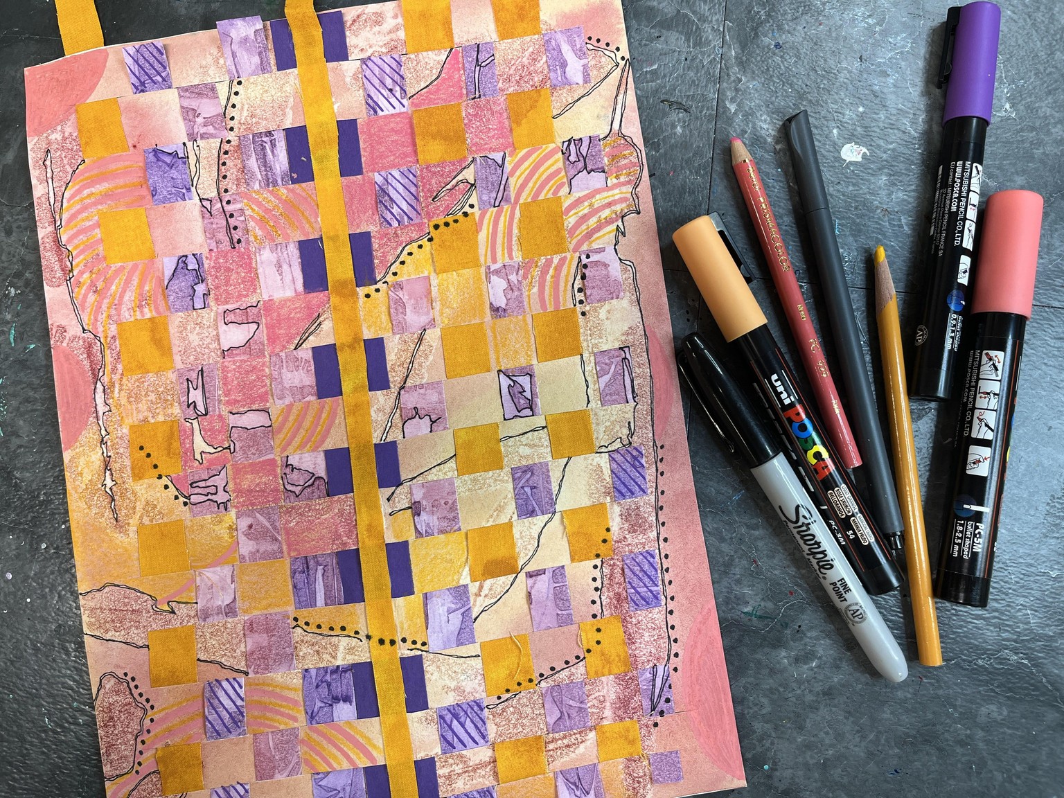 Mixed Media Paper Weaving - image 3 - student project