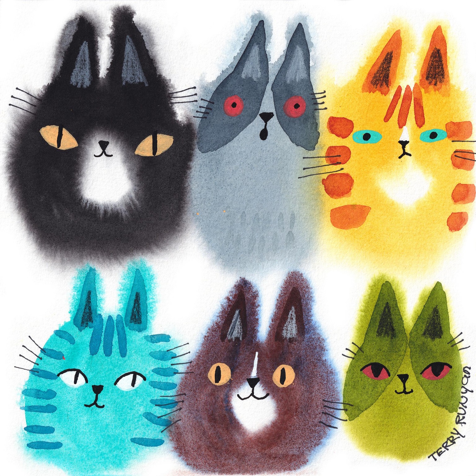 Wet on Wet Watercolor Cats - image 1 - student project