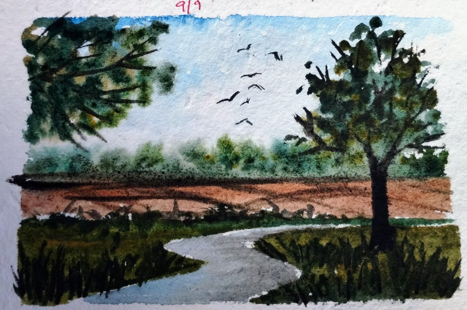 Loose style watercolor landscape with Shanan - image 3 - student project