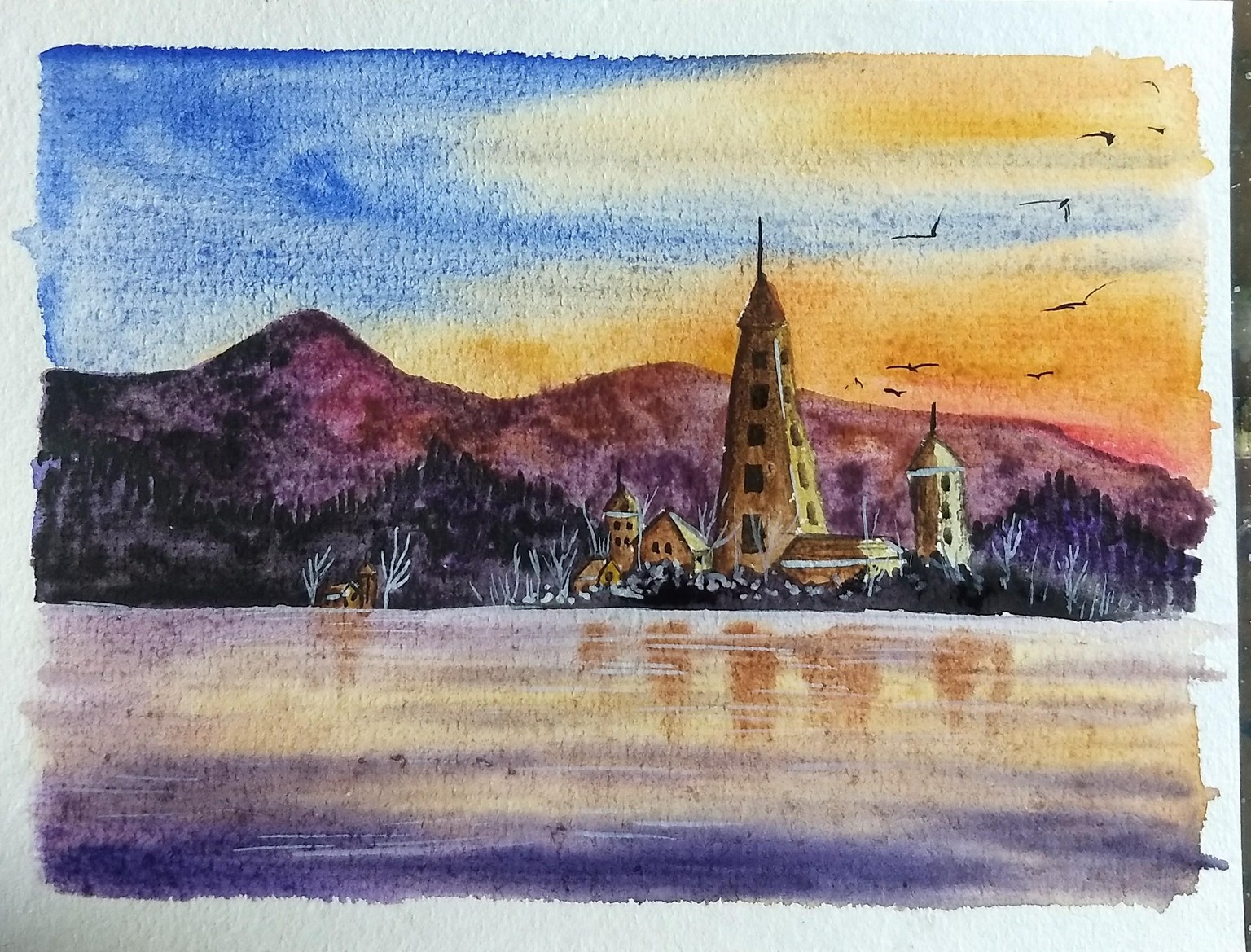 Landscape on large sized paper with Shreya - image 1 - student project