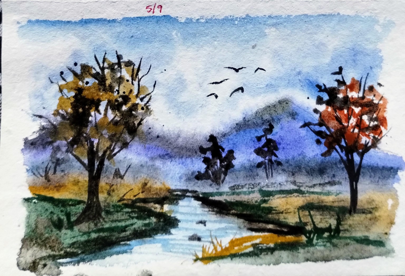 Loose style watercolor landscape with Shanan - image 6 - student project