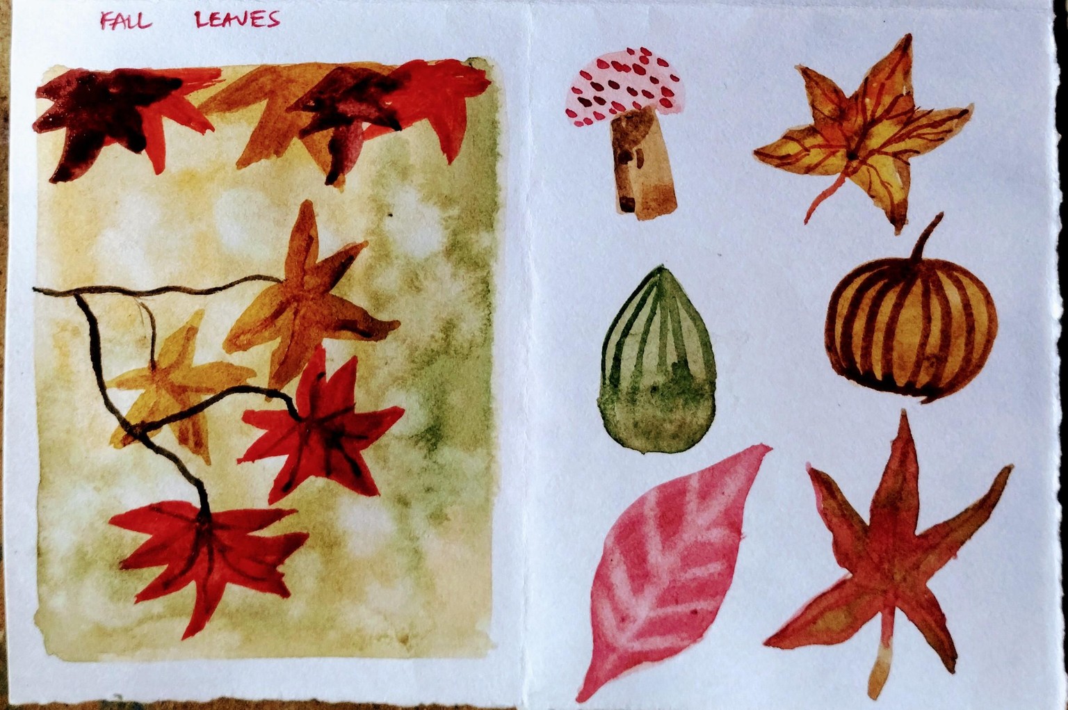 Watercolor fall postcards with Manishaa - image 2 - student project
